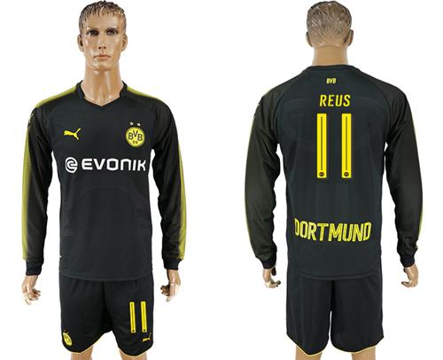 Dortmund #11 Reus Away Long Sleeves Soccer Club Jersey